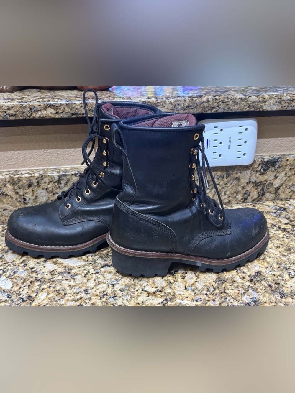 Chippewa Men's 8” Black Oiled Logger Boots Steel Toe Baldor #73020 Size 9.5 M